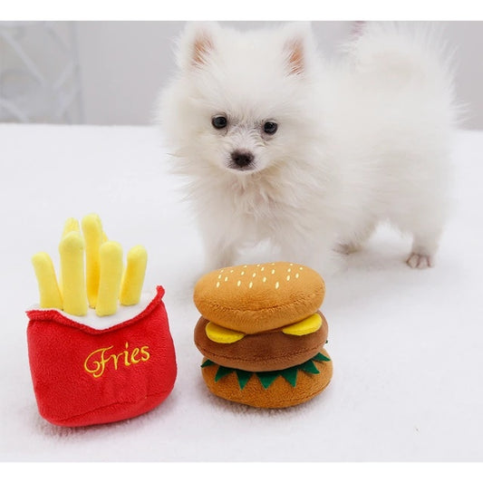 Dog Squeakie Toy Set - Burger 'n' Fries
