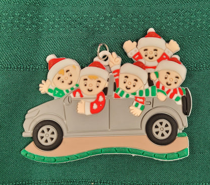 Family in the Car Christmas Ornament (PVC)