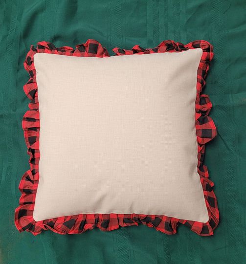 Cushion Cover w/Buffalo Plaid Ruffle