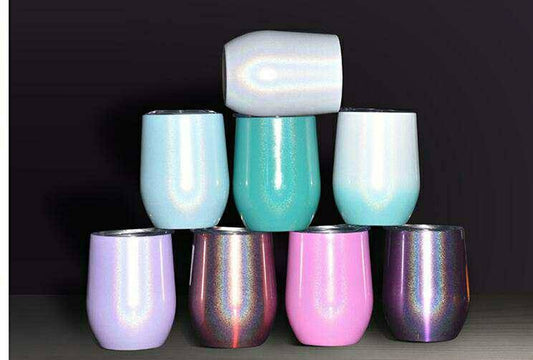 Rainbow Glitter Wine Tumblers