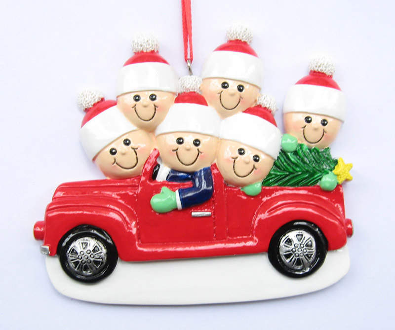 Family Ornament - Truck with Christmas Tree (Resin)