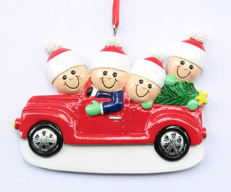 Family Ornament - Truck with Christmas Tree (Resin)